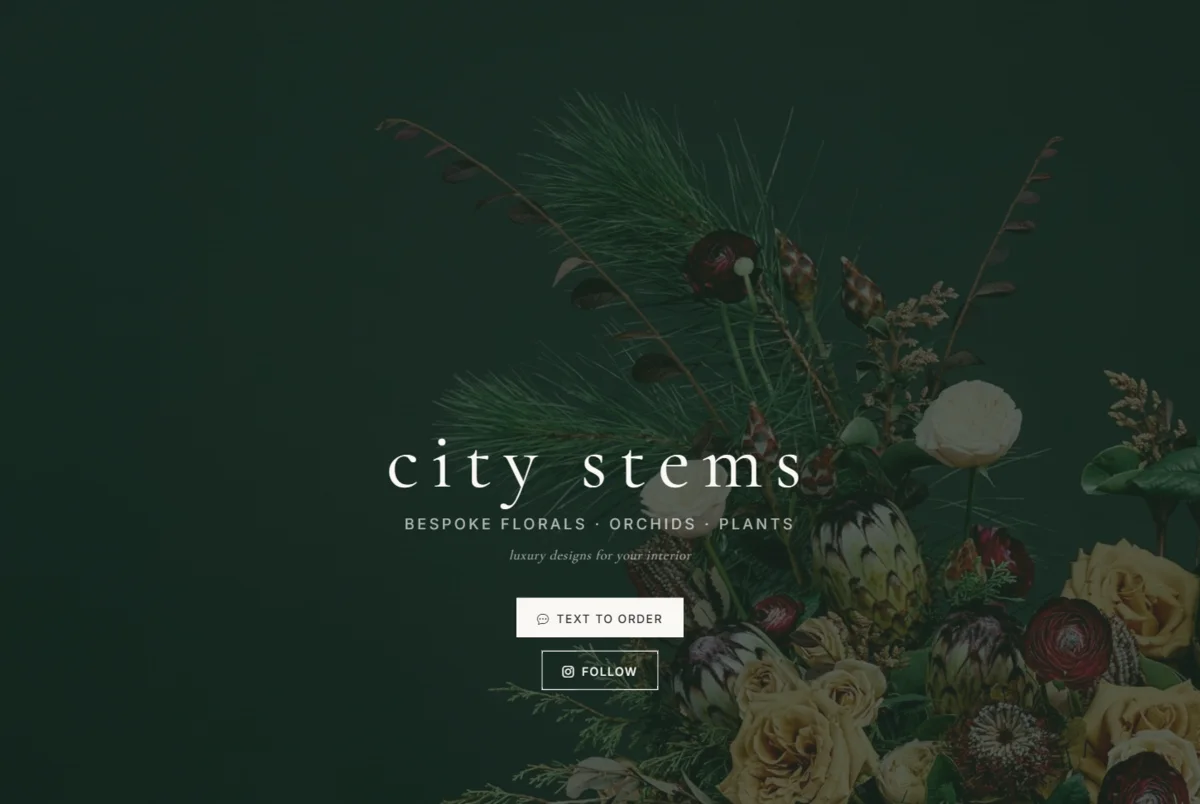 City Stems bespoke florals website